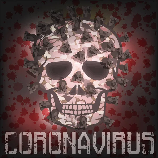 Coronavirus Covid Kafatası Kartı Vektör Illüstrasyonu — Stok Vektör