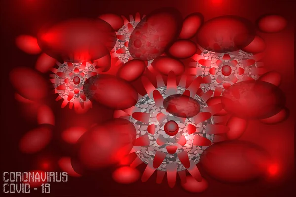 Coronavirus Covid Και Ταπετσαρία Αίμα Εικονογράφηση Διανύσματος — Διανυσματικό Αρχείο