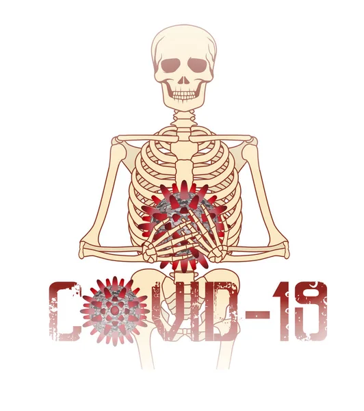 Coronavirus Covid Insan Iskeleti Izole Edilmiş Vektör Illüstrasyonu — Stok Vektör