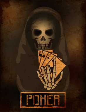 Poker kartları, vektör illüstrasyonları ölüm içerir