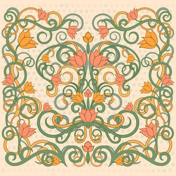 Papel Parede Floral Estilo Art Nouveau Ilustração Vetorial — Vetor de Stock