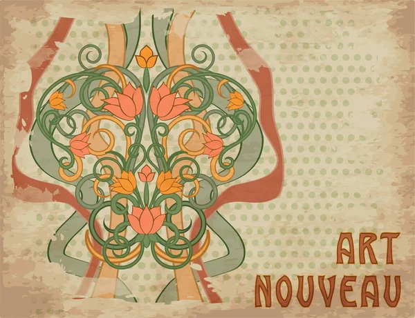 Vintage Floral Ornamentado Estilo Art Nouveau Cartão Convite Ilustração Vetorial —  Vetores de Stock