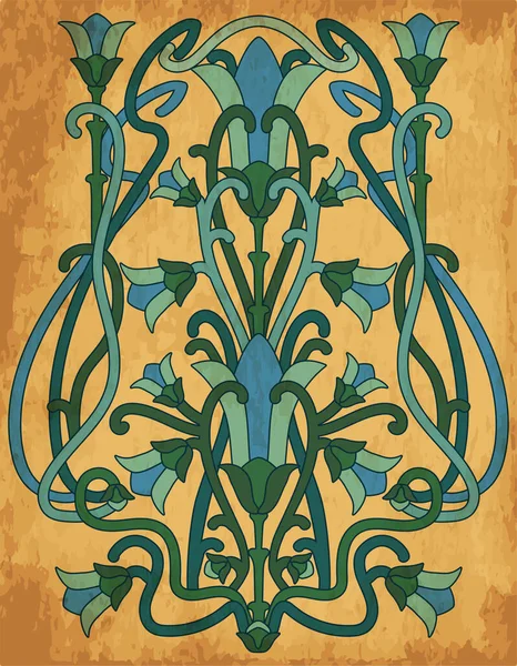 Tarjeta Art Nouveau Floral Antigua Ilustración Vectorial — Vector de stock