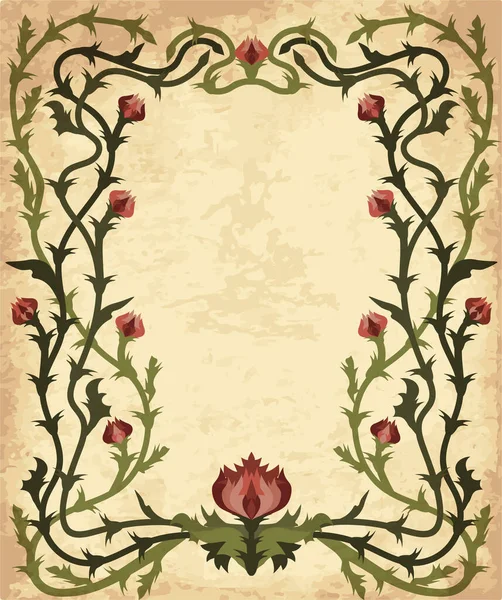 Marco Art Nouveau Floral Ilustración Vectorial — Vector de stock