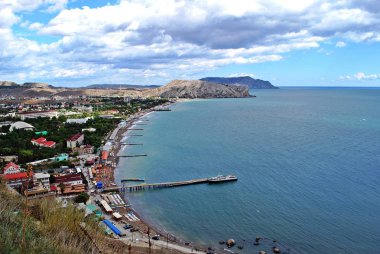 Sahil, Sudak, Kırım üzerinde Ceneviz kale manzarası