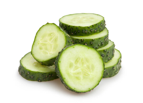 sliced cucumber on white