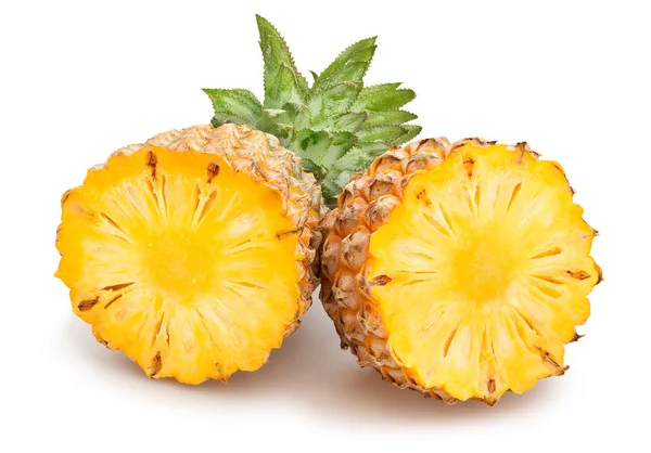 Plasterki Ananasa Izolowane Białym Tle — Zdjęcie stockowe