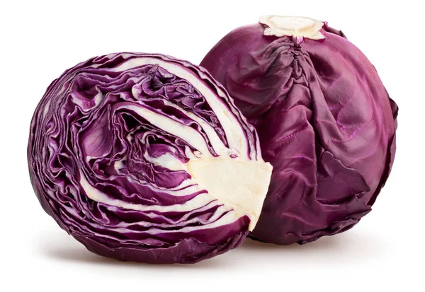 Whole Sliced Red Cabbage White Background — Stock Photo, Image