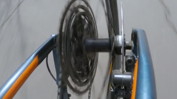 Bike Rear Derailleur Cassette Turning — Stock Video