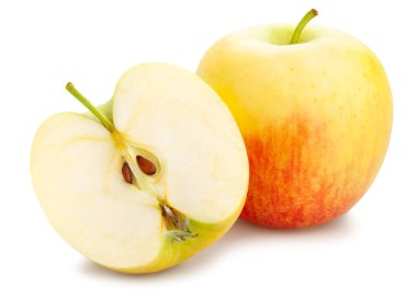 dilimlenmiş sarı elma yolu izole