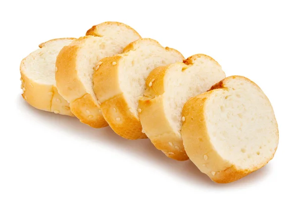 Camino Baguette Rodajas Aislado Blanco — Foto de Stock