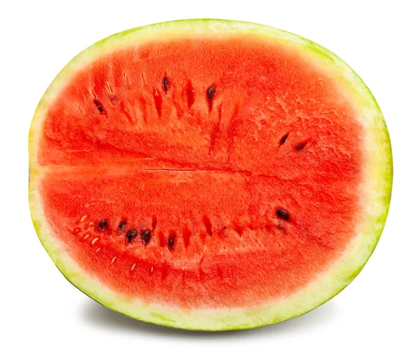 Aufgeschnittene Wassermelone Pfad Isoliert Auf Weiß — Stockfoto