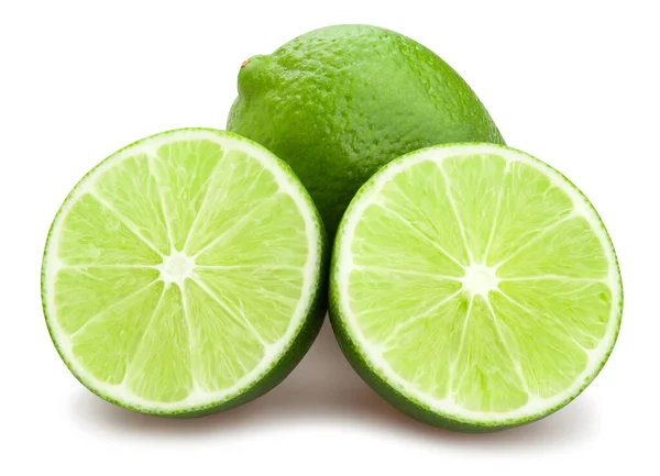 Sliced Lime Path Isolated White — Stock Photo, Image