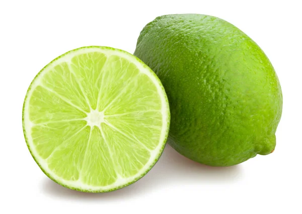 Sliced Lime Path Isolated White — Stock Photo, Image