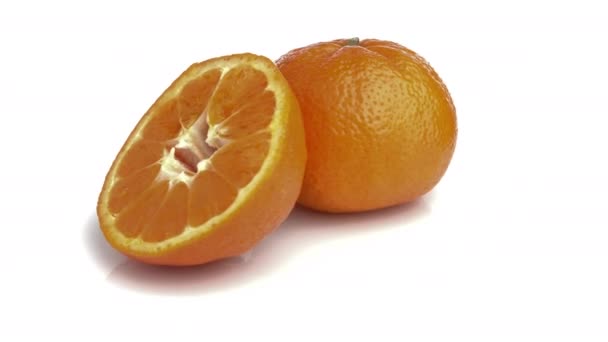 Sliced Tangerine Isolated White Background — Stock Video