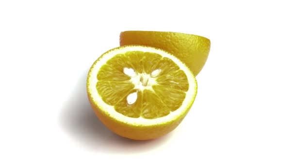 Krájené Pomerančové Ovoce Izolované Bílém Pozadí — Stock video
