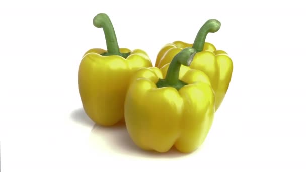 Yellow Bell Pepper Isolated White Background — Stock Video