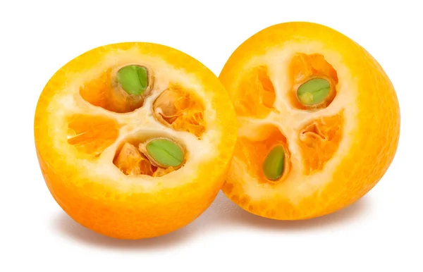 Percorso Kumquat Affettato Isolato Bianco — Foto Stock