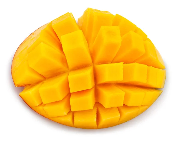 Aufgeschnittene Mango Pfad Isoliert Auf Weiß — Stockfoto