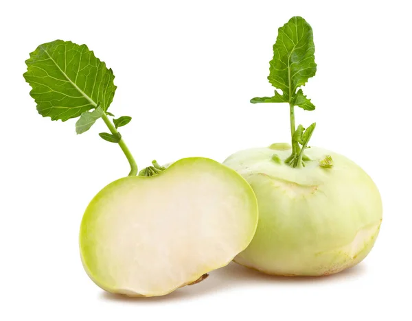 Percorso Kohlrabi Affettato Isolato Bianco — Foto Stock