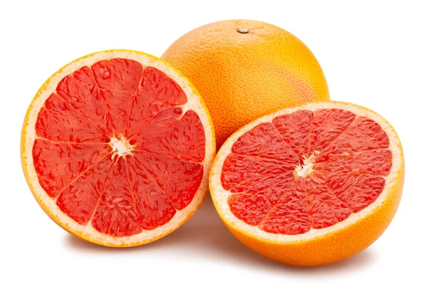 Sliced Grapefruit Path Isolated White — Stock Photo, Image