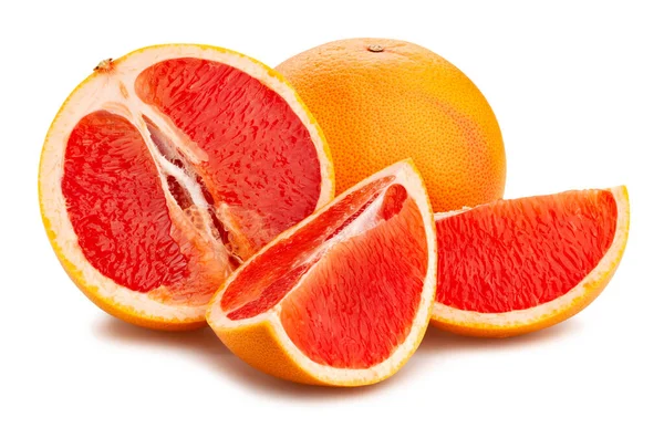 Gesneden Grapefruitpad Geïsoleerd Wit — Stockfoto