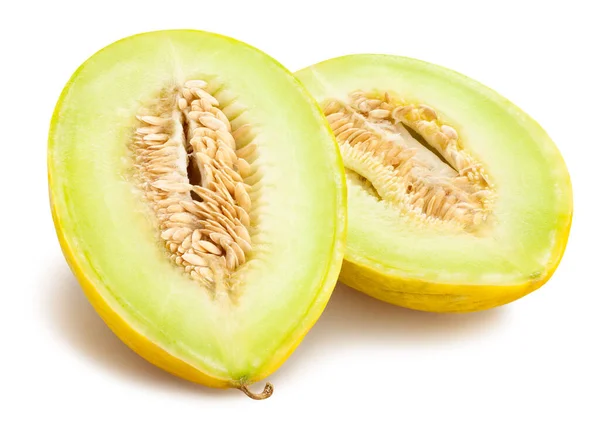 Percorso Melone Affettato Giallo Melata Isolato — Foto Stock
