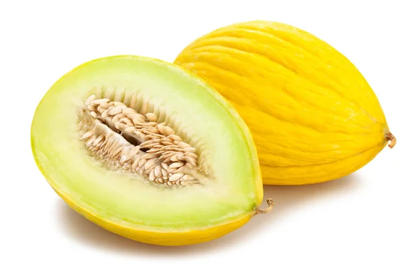 Percorso Melone Affettato Giallo Melata Isolato — Foto Stock