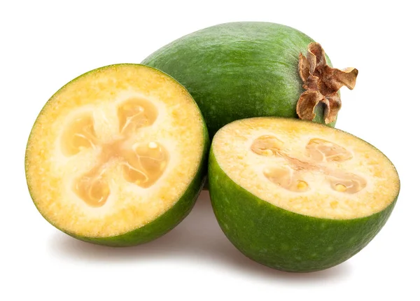 Percorso Feijoa Affettato Isolato Bianco — Foto Stock