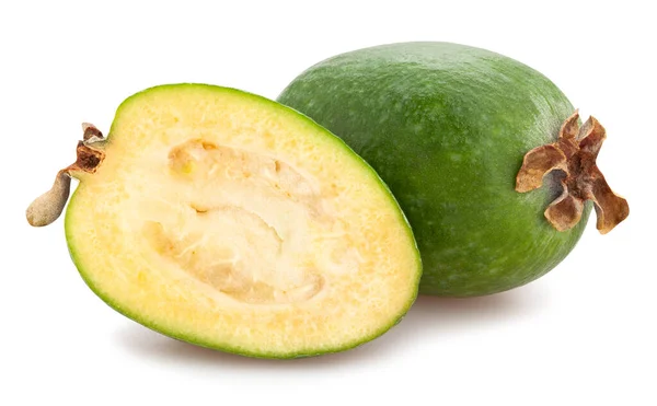 Percorso Feijoa Affettato Isolato Bianco — Foto Stock