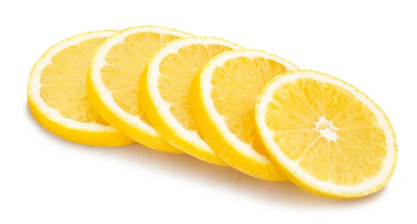 Sliced Lemon Path Isolated White — Stock Photo, Image