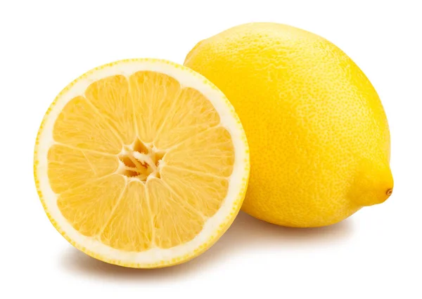 Sliced Lemon Path Isolated White — Stock Photo, Image