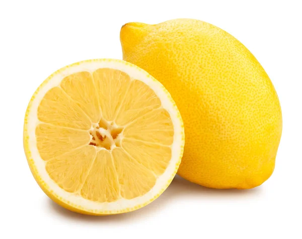 Sliced Lemon Path Isolated White — Stock Photo, Image