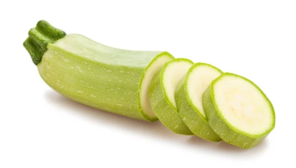 Skivad Zucchini Väg Isolerad Vit — Stockfoto