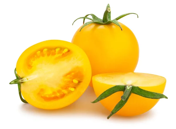 Sliced Yellow Cherry Tomato Path Isolated — Stock Photo, Image