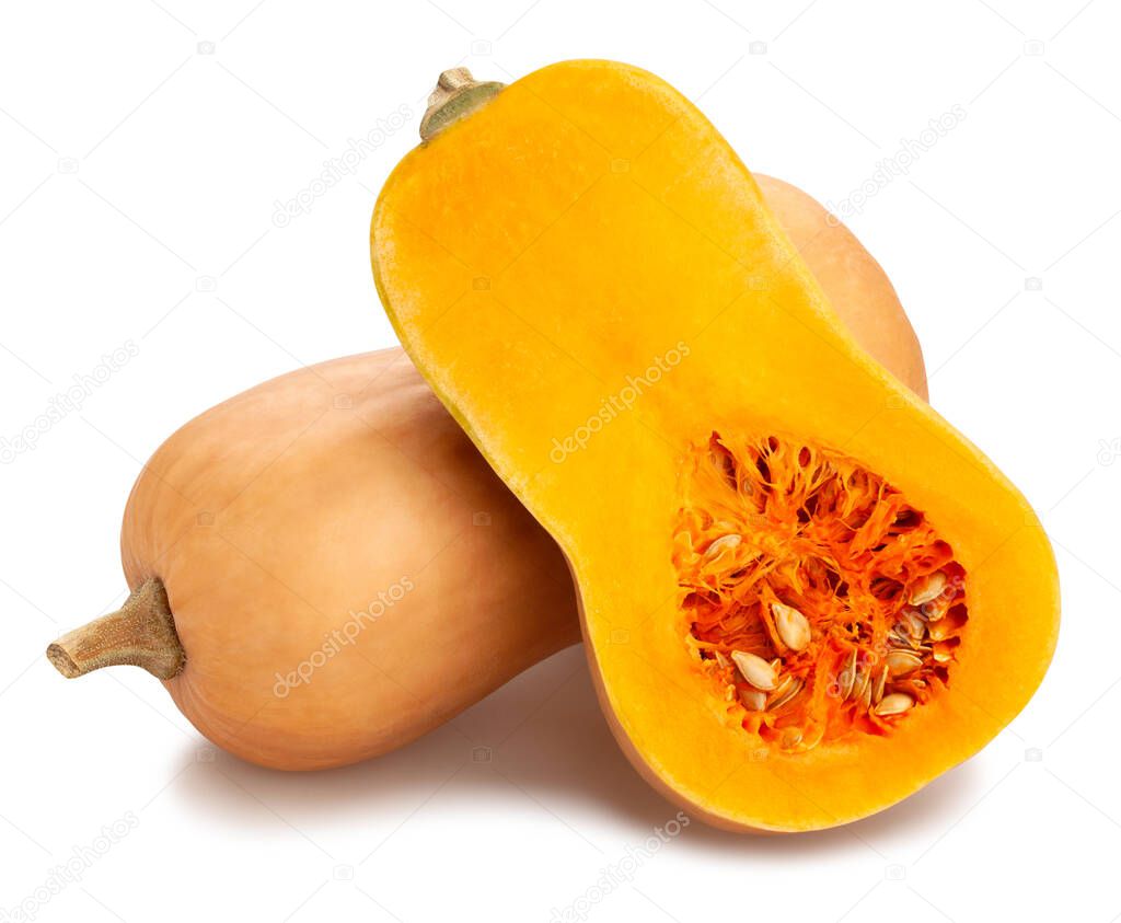 sliced butternut squash path isolated
