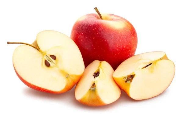 Gesneden Rode Appels Pad Geïsoleerd — Stockfoto