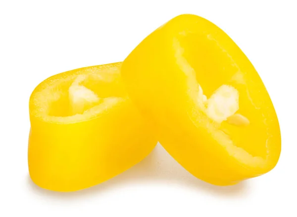 Cortado Amarelo Chili Pimenta Caminho Isolado — Fotografia de Stock