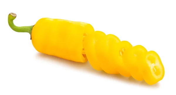 Scheiben Geschnittene Gelbe Chilischote Weg Isoliert — Stockfoto