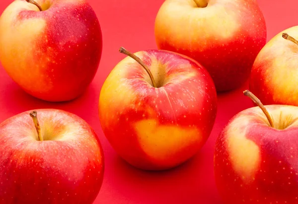 Red Apples Red Background — Stock Photo, Image