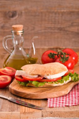 Puccia ekmek mozzarella ve domates ile. 