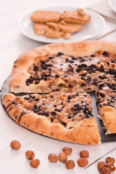 Söt Choklad Pizza Med Cookies — Stockfoto