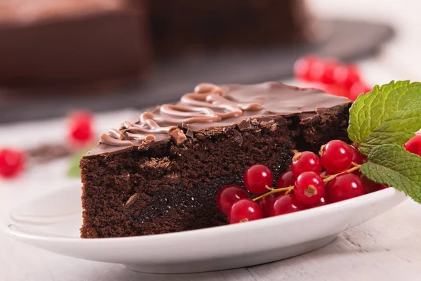 Sachertorte Plato Negro — Foto de Stock