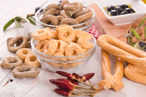 Taralli Italien Sur Table Bois — Photo