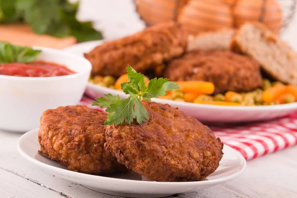 Albóndigas Plato Blanco — Foto de Stock