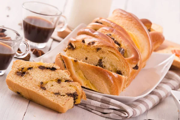 Brioche Con Gocce Cioccolato — Foto Stock