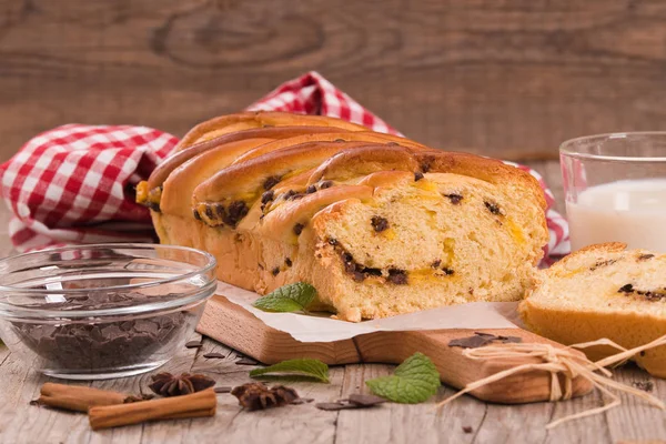 Brioche Con Gocce Cioccolato — Foto Stock