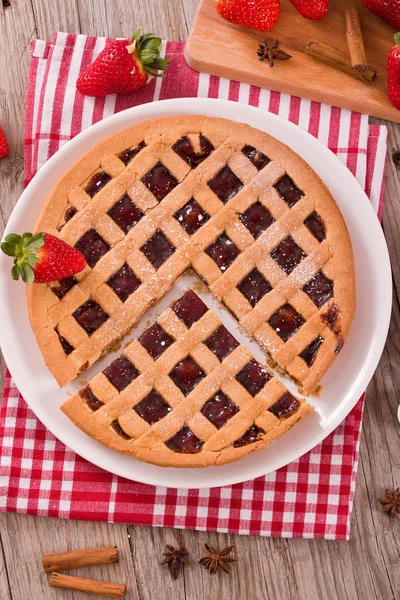 Strawberry Tart White Dish — Stock Photo, Image