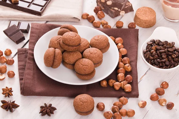 Sanduíches Pão Avelã Recheadas Com Creme Chocolate — Fotografia de Stock