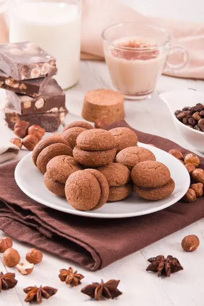 Sanduíches Pão Avelã Recheadas Com Creme Chocolate — Fotografia de Stock